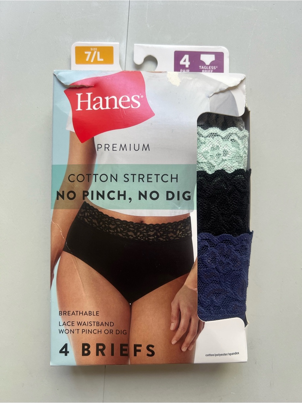Hanes Women's Briefs 4-Pack in Black, Navy, Mint, and Gray